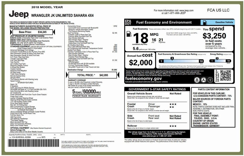 2018 Jeep Wrangler JK Unlimited Sahara