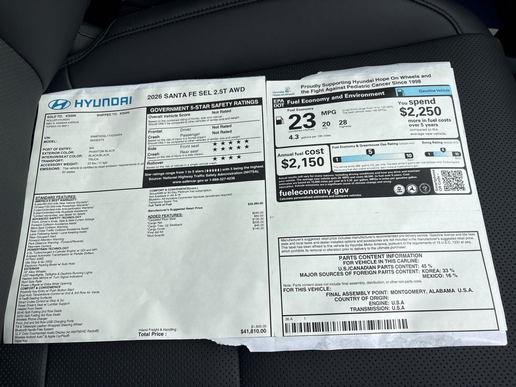 2026 Hyundai SANTA FE SEL AWD