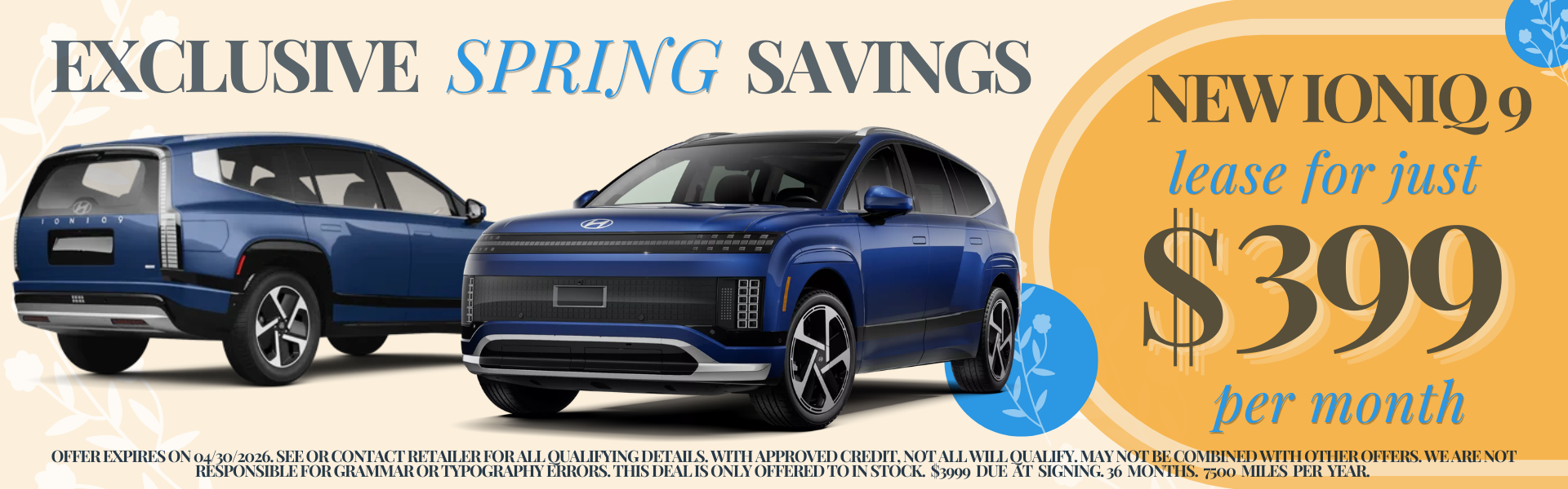 New IONIQ 9 $ 399 per month